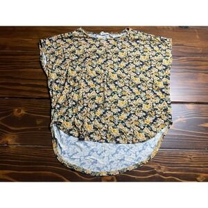 ISAY Shirt, Women's Size Small, Black Yellow, Floral Print